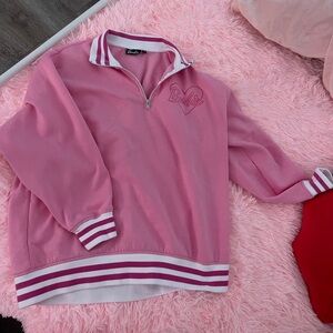 Pink Barbie kawaii quarter zip sweatshirt